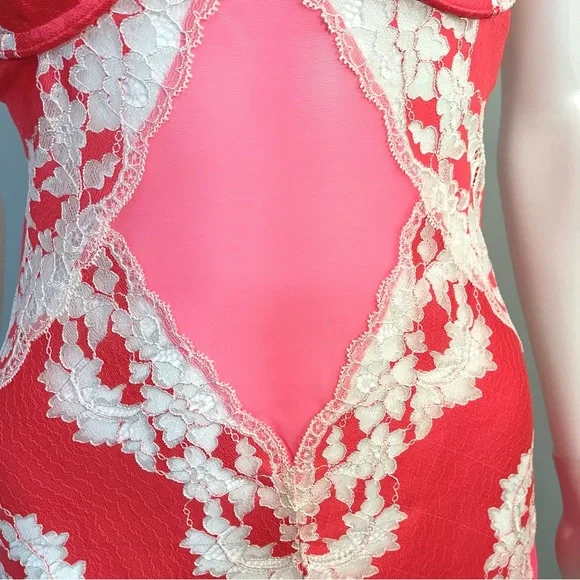 36C VS Victoria’s Secret Dream Angels Coral Cream Floral Seduction Garter slip